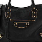 Balenciaga Chevre Gold Metallic Edge Hardware City Black