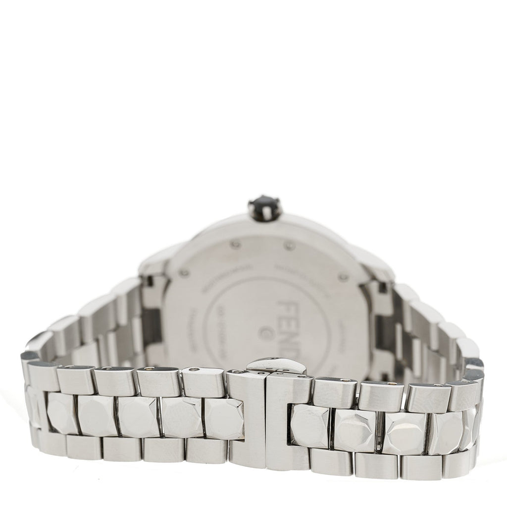 Fendi Stainless Steel Mother of Pearl Topaz Spinel 38mm Ishine Rotating Gem Two Tone Quartz Watch Black