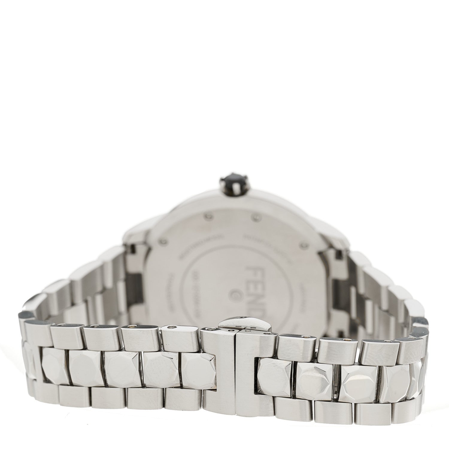 Fendi Stainless Steel Mother of Pearl Topaz Spinel 38mm Ishine Rotating Gem Two Tone Quartz Watch Black