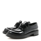 Prada Spazzolato Metal Triangle Logo 50mm Loafers 40 Black
