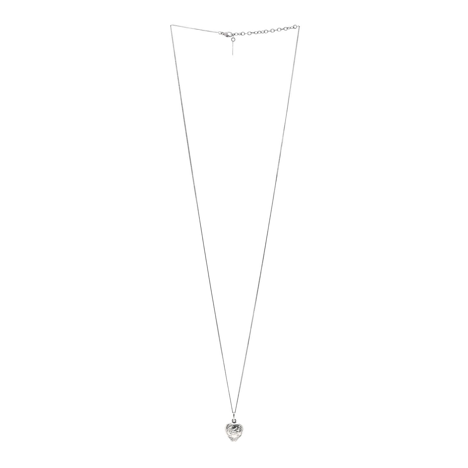 Saint Laurent Metal Heart Necklace Silver
