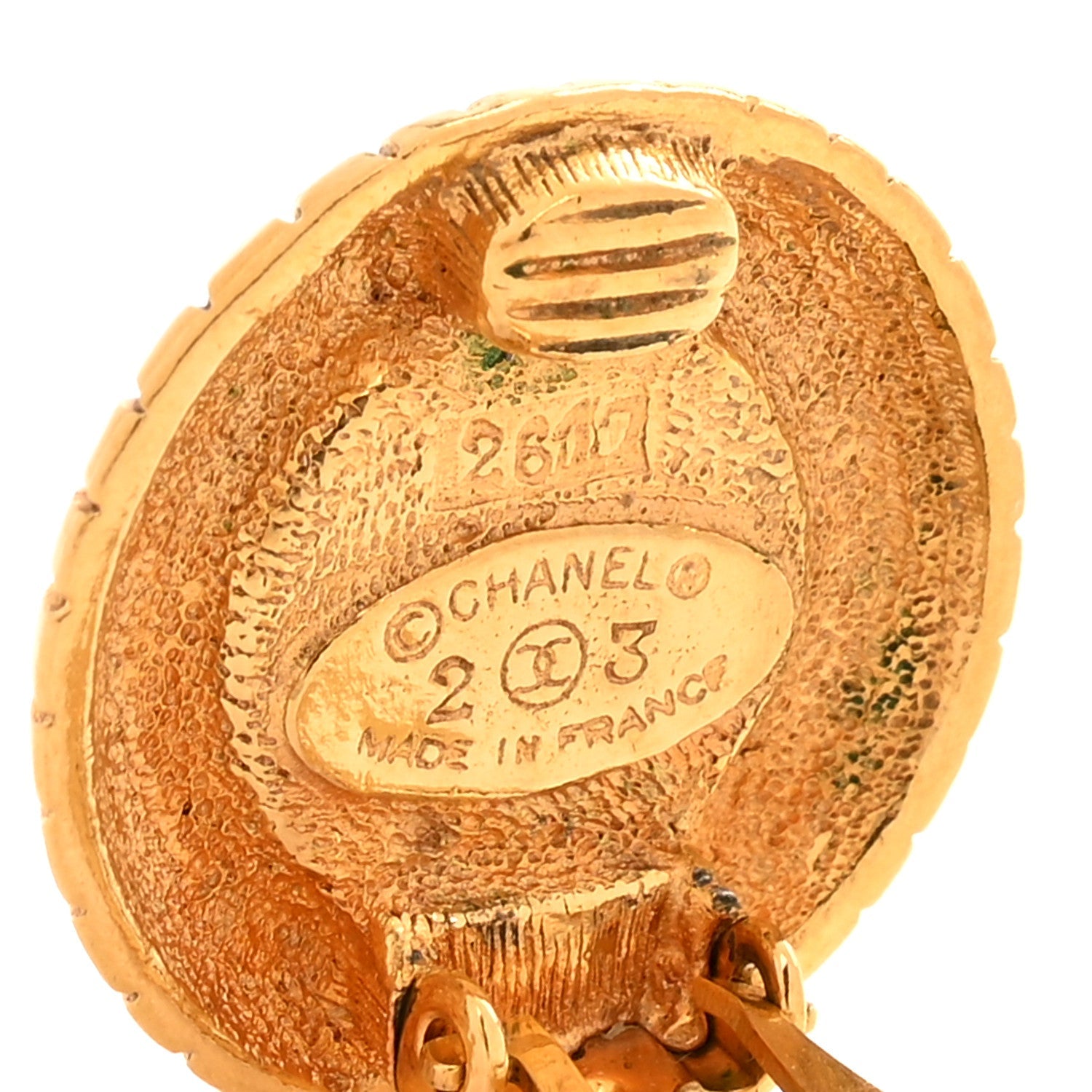 Chanel Pearl Round Clip On Earrings Gold