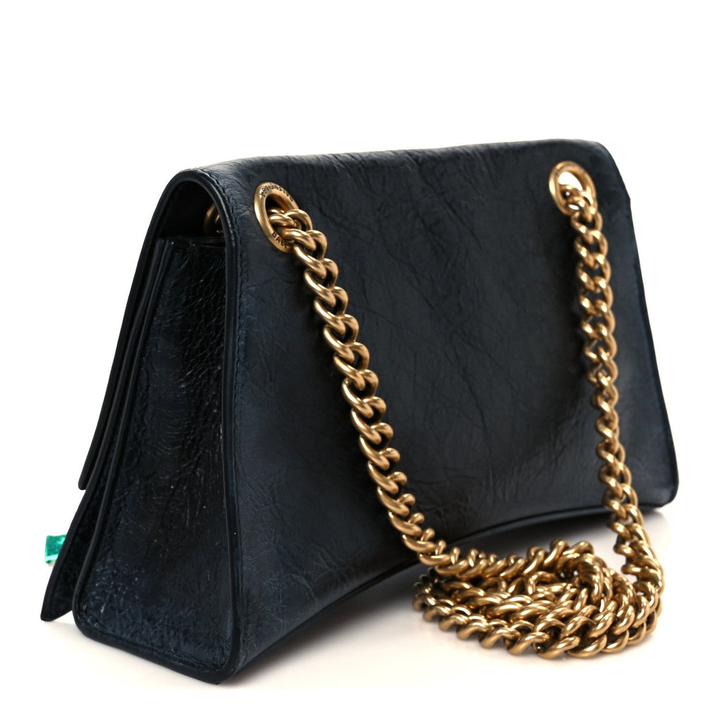 Balenciaga Crushed Calfskin Quilted Small Souvenirs Crush Chain Bag Black