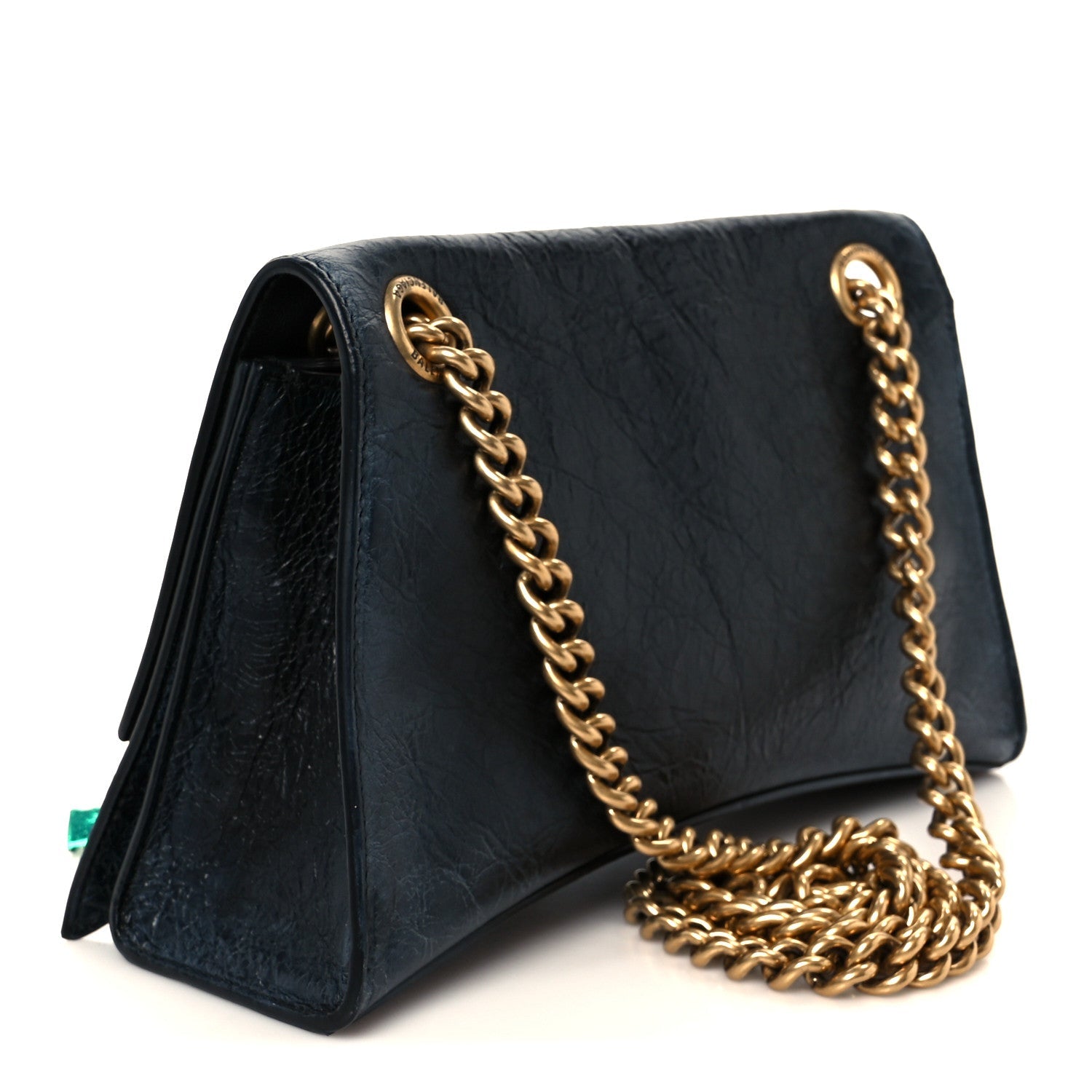 Balenciaga Crushed Calfskin Quilted Small Souvenirs Crush Chain Bag Black