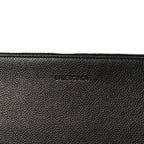 Balenciaga Calfskin Logo Large Cash Pouch With Handle Black White
