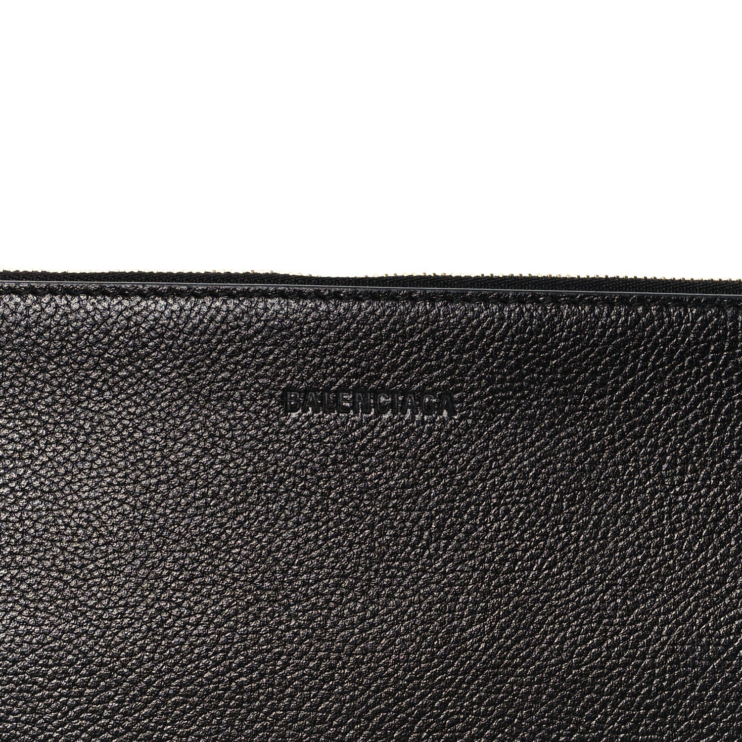 Balenciaga Calfskin Logo Large Cash Pouch With Handle Black White