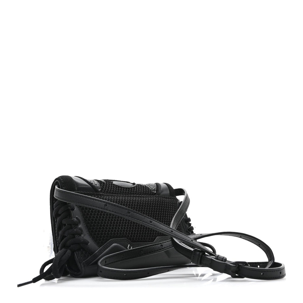 Balenciaga Faux Calfskin Fabric Sneakerhead Phone Crossbody Bag Black