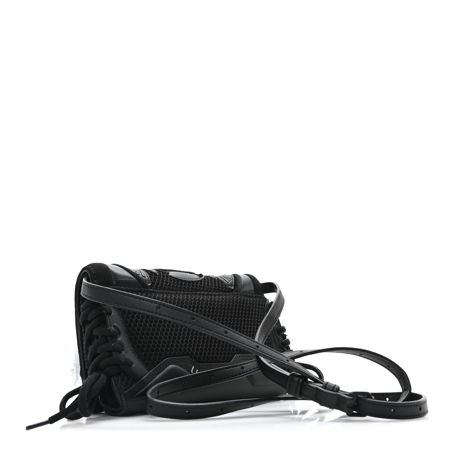 Balenciaga Faux Calfskin Fabric Sneakerhead Phone Crossbody Bag Black