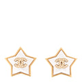 Chanel Pearl Crystal CC Star Earrings Gold