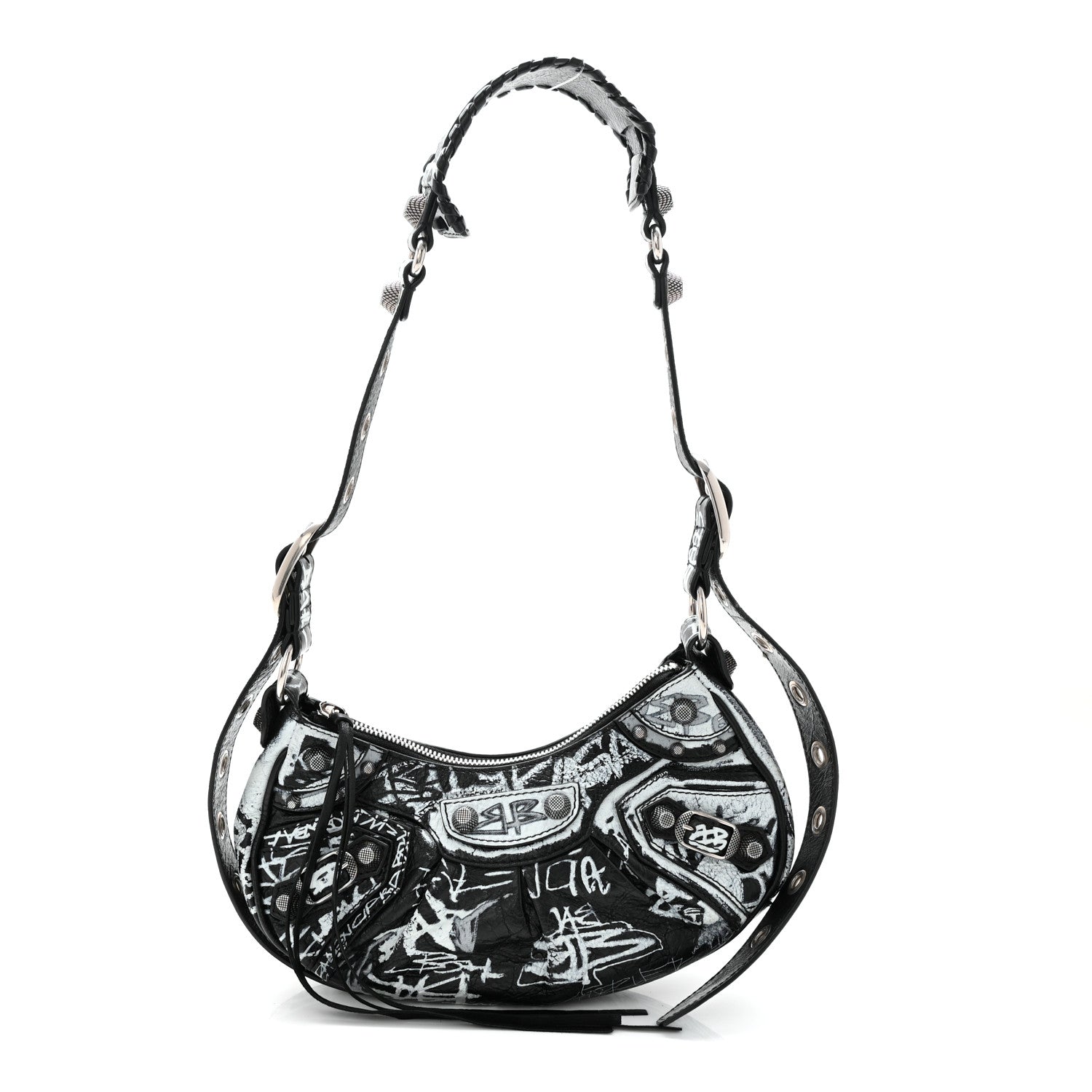 Balenciaga Agneau Arena Graffiti Le Cagole Shoulder Bag XS Black
