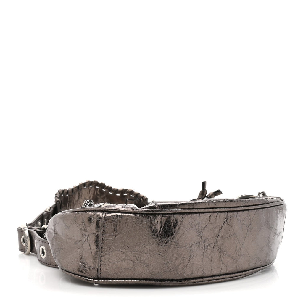 Balenciaga Metallic Agneau Arena Le Cagole Shoulder Bag XS Dark Bronze