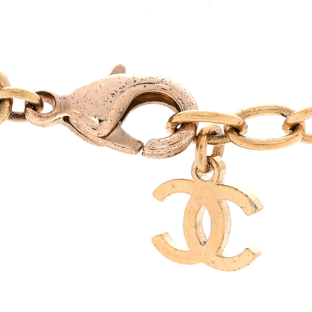 Chanel Crystal Pearl CC Choker Necklace Gold