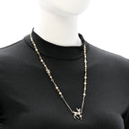 Chanel Pearl Crystal CC Deer Long Necklace Gold Green