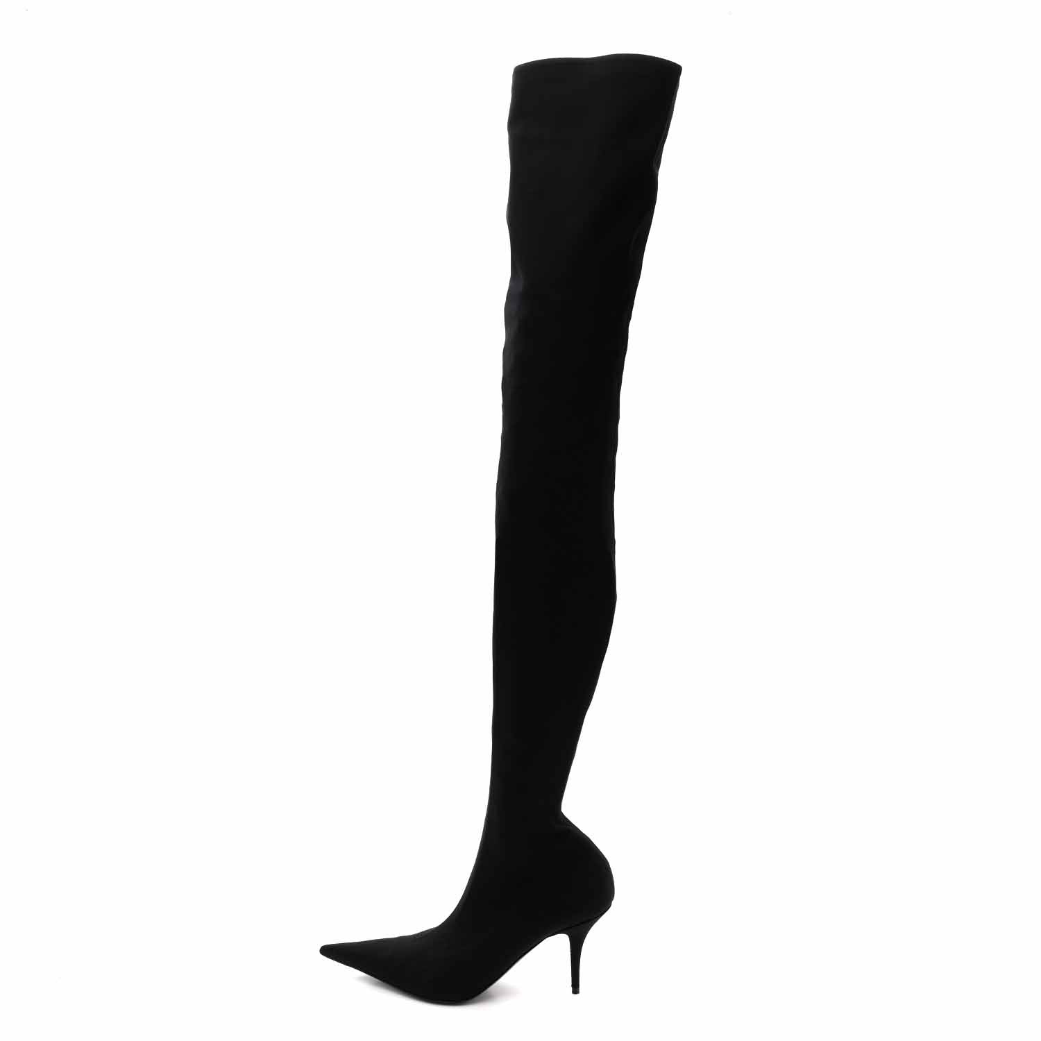 Balenciaga Spandex Pointed Toe Knife Thigh High Boots 40 Black