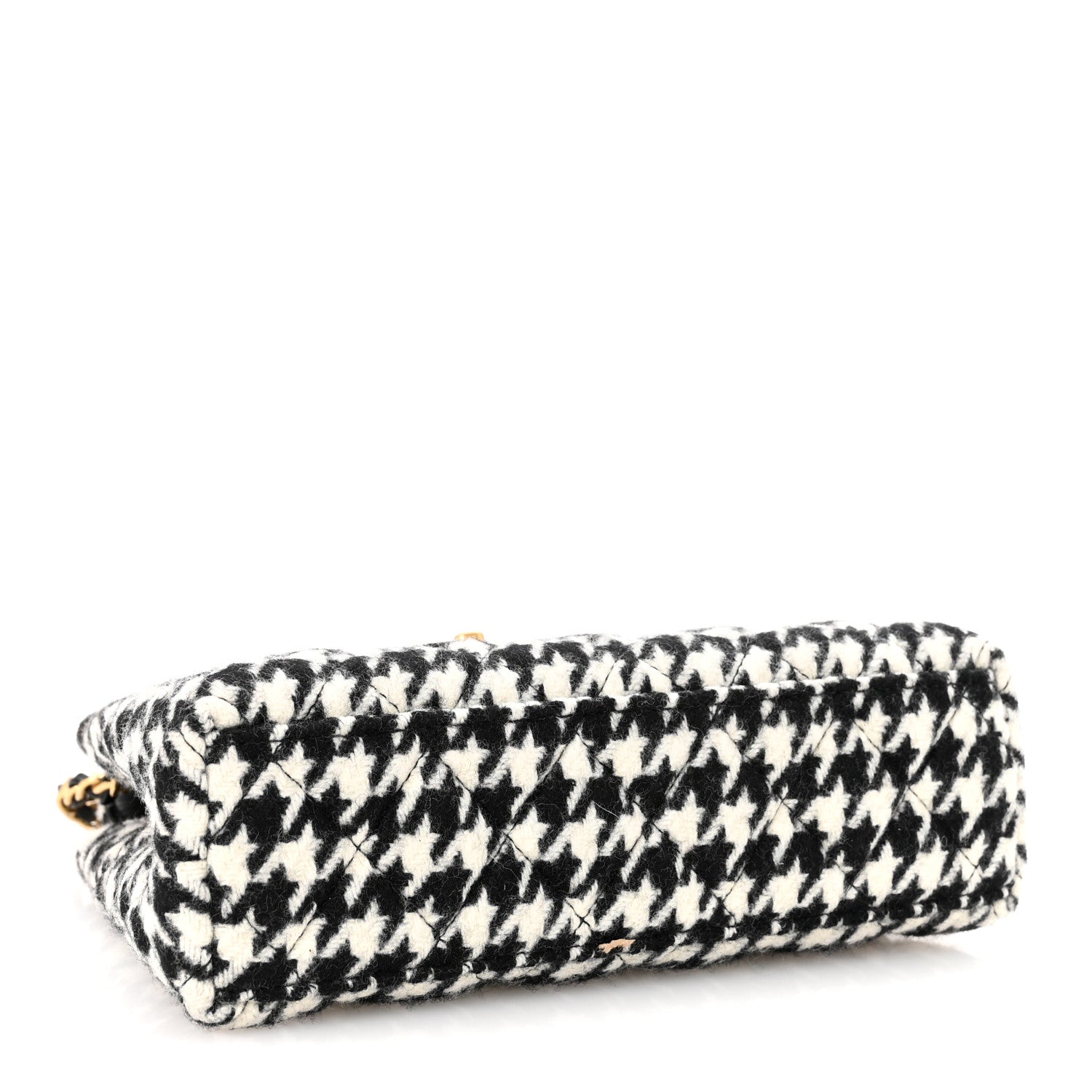 Chanel Tweed Houndstooth Quilted Nano Kelly Shopper Black White