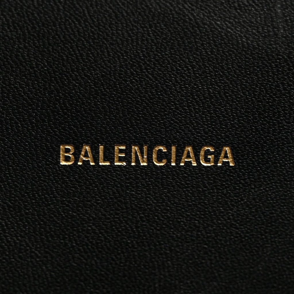 Balenciaga Calfskin Crocodile Embossed Medium Sharp Tote Black