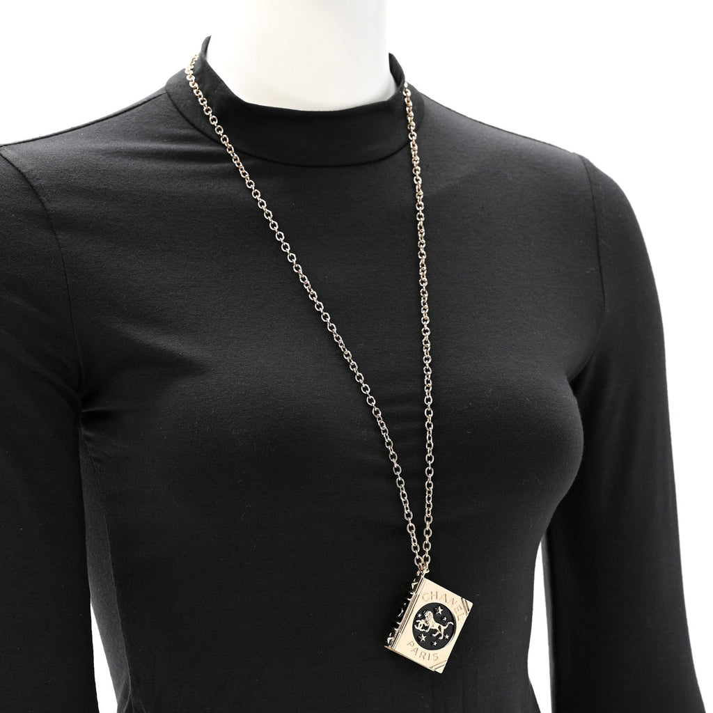 Chanel Metal Long Necklace Gold Black