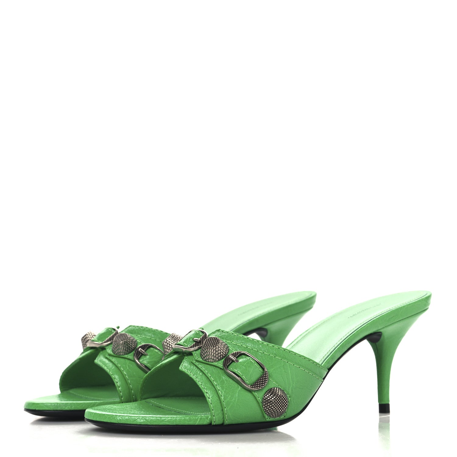 Balenciaga Agneau Arena Cagole 50mm Slide Sandals 36.5 Vivd Green