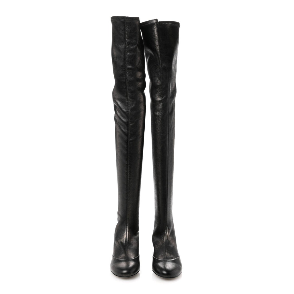 Chanel Metallic Lambskin Star Fantasy High Boots 36.5 Dark Grey