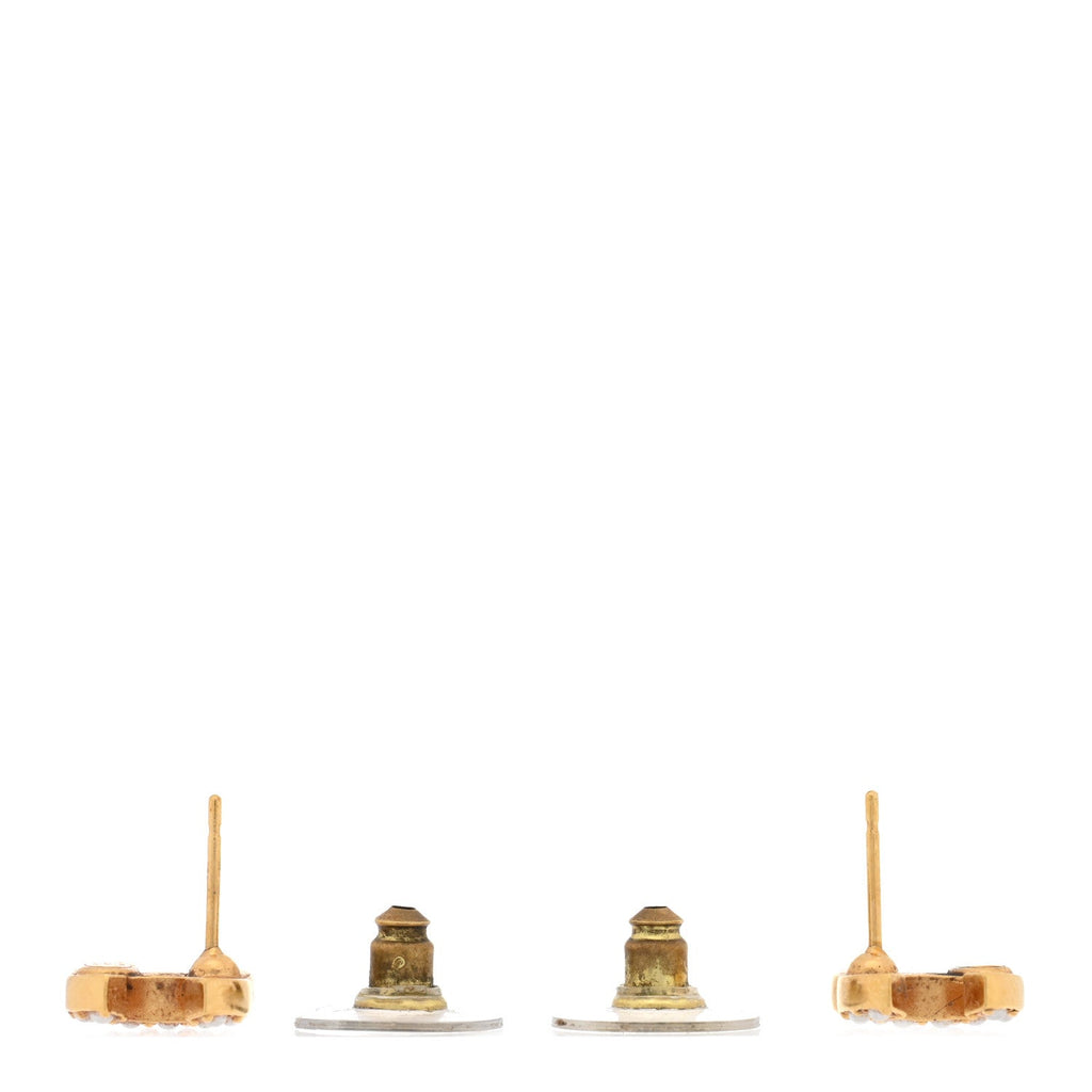 Chanel Pearl Studded CC Earrings Gold