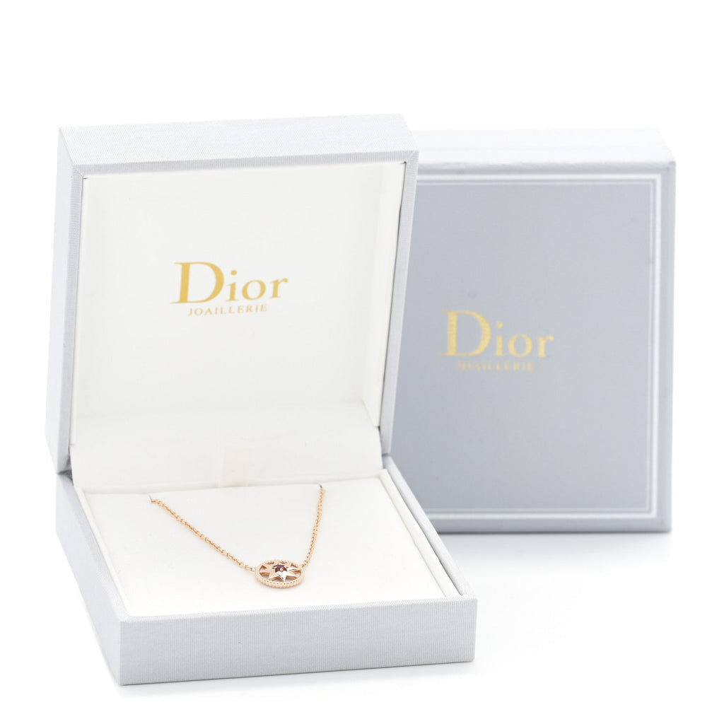 Christian Dior 18K Rose Gold Ruby Mother of Pearl Rose Des Vents Necklace