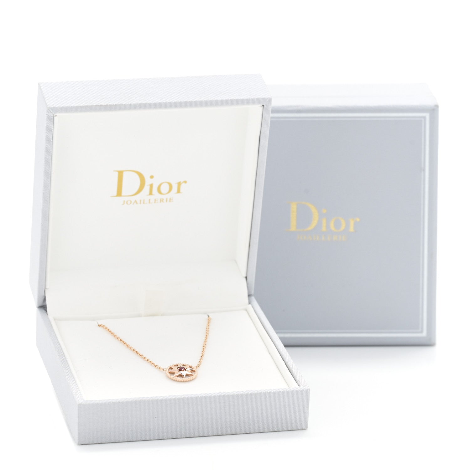 Christian Dior 18K Rose Gold Ruby Mother of Pearl Rose Des Vents Necklace