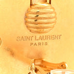 Saint Laurent Brass Double Half Ball Clip On Earrings Gold