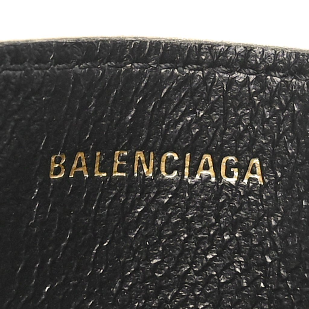 Balenciaga Grained Calfskin Logo Cash Rounded Card Holder Gold Black