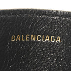 Balenciaga Grained Calfskin Logo Cash Rounded Card Holder Gold Black
