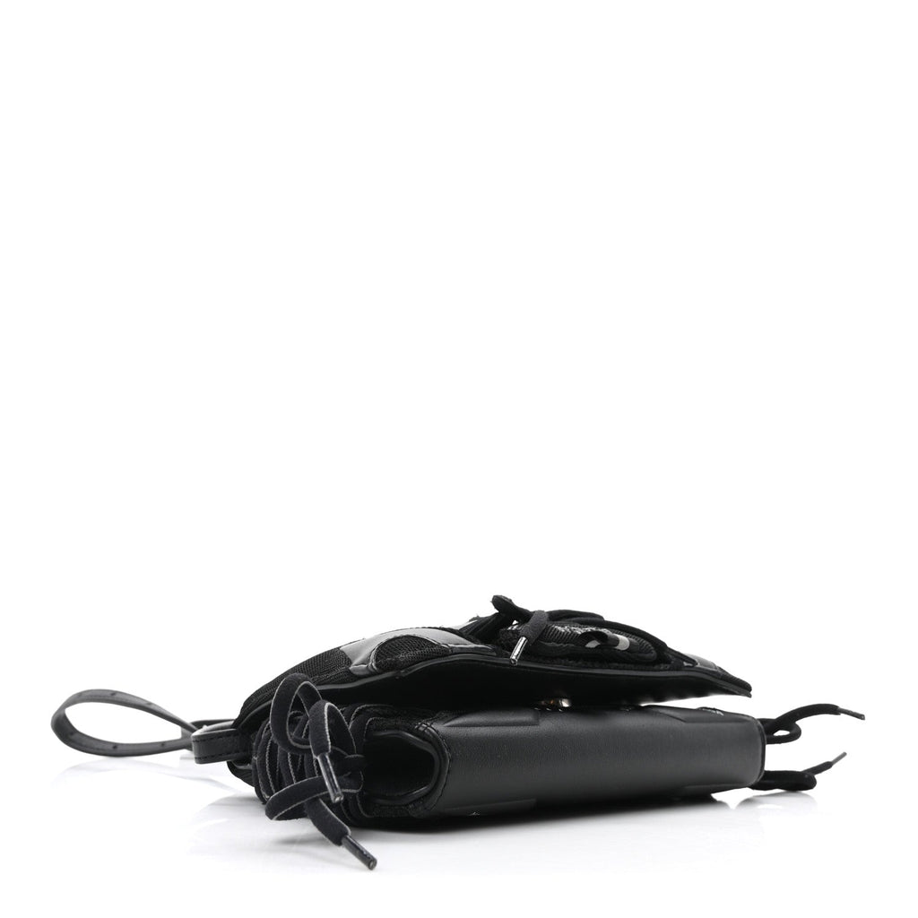Balenciaga Faux Calfskin Fabric Sneakerhead Phone Crossbody Bag Black