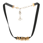 Christian Dior Grosgrain Ribbon Dior Logo Choker Necklace Black