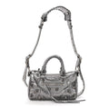 Balenciaga Metallic Agneau Arena Mini Le Cagole Duffle Crossbody Bag Silver