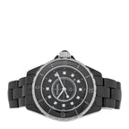 Chanel Stainless Steel Ceramic Diamond 33mm J12 Quartz Watch Black