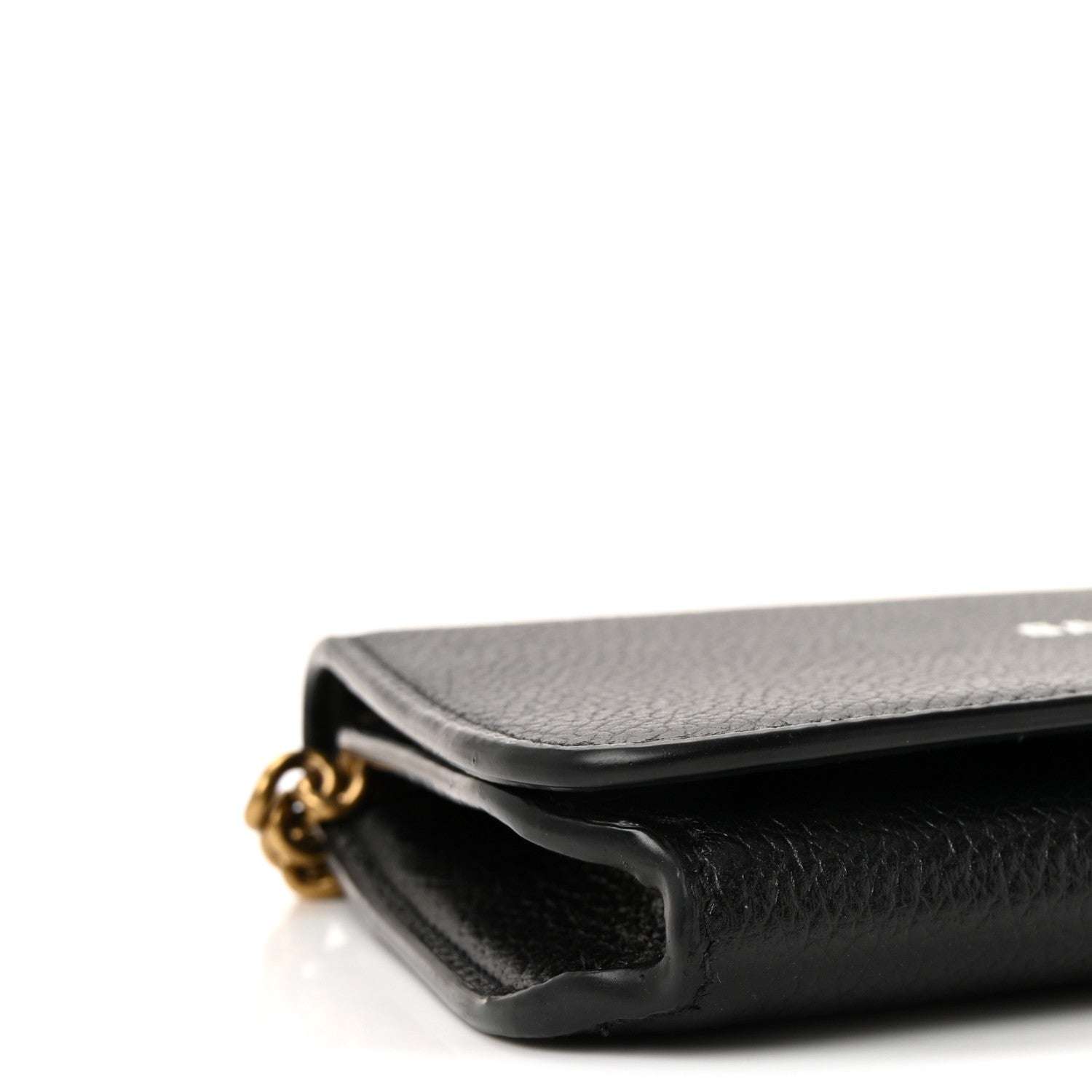 Balenciaga Grained Calfskin Logo Cash Phone Holder Wallet On Chain Black