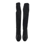 Saint Laurent Velvet Ella 110 Knee High Boots 40 Black