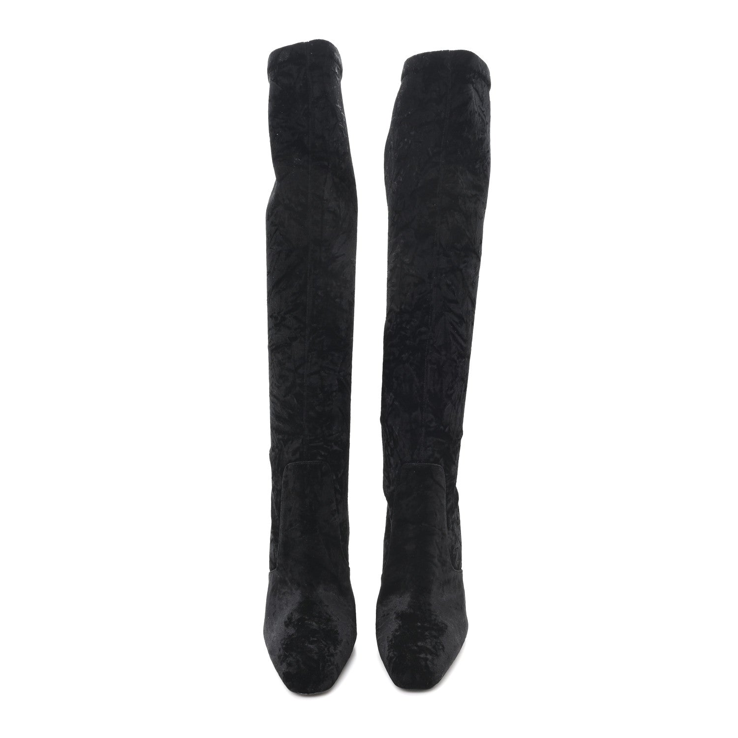 Saint Laurent Velvet Ella 110 Knee High Boots 40 Black