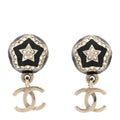 Chanel Resin Crystal CC Ball Drop Earrings Black Silver