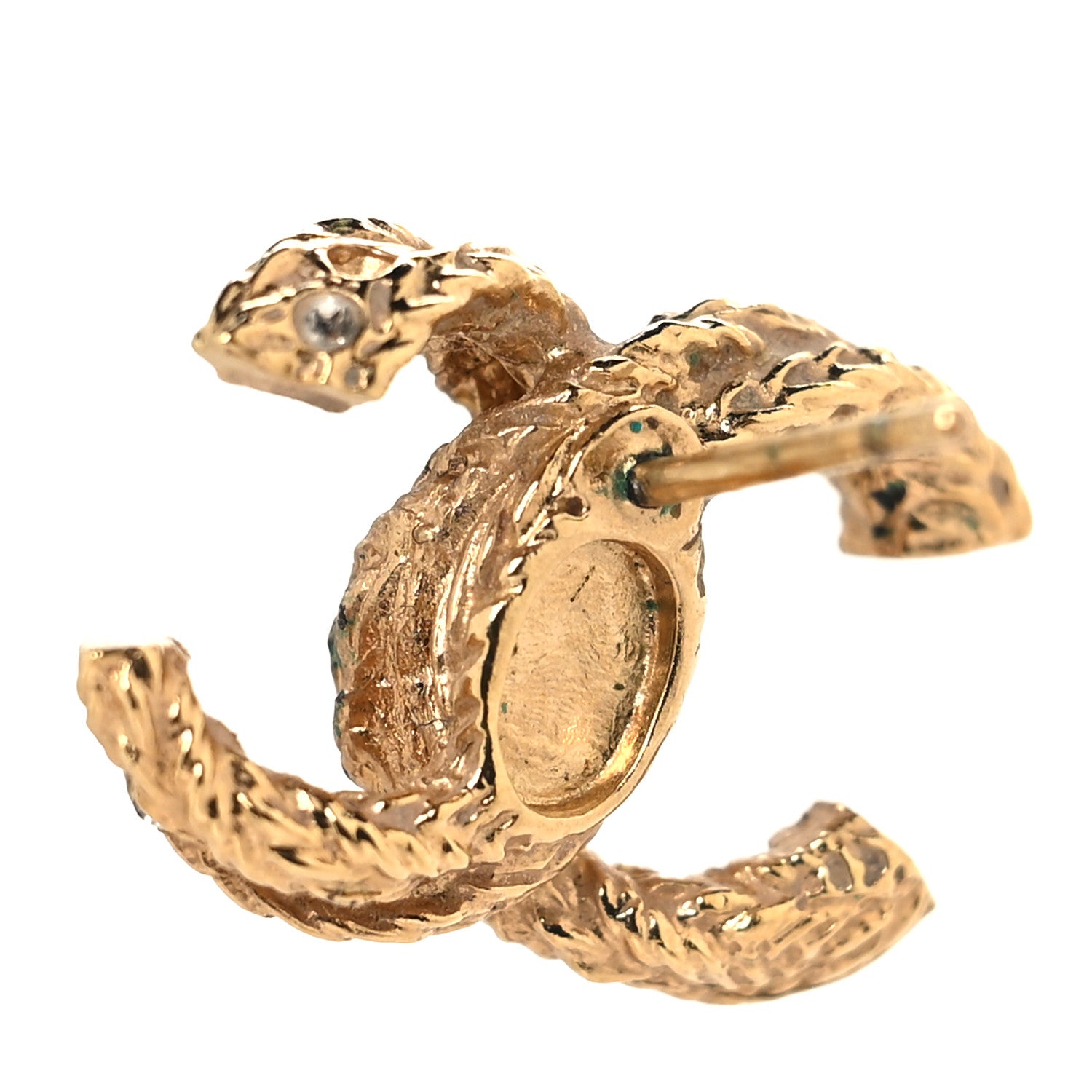 Chanel Crystal Twisted CC Earrings Gold