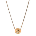 Chanel Metal CC Round Pendant Necklace Gold