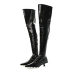 Miu Miu Nappa Stretch Knee High Heel Boot 36.5 Black