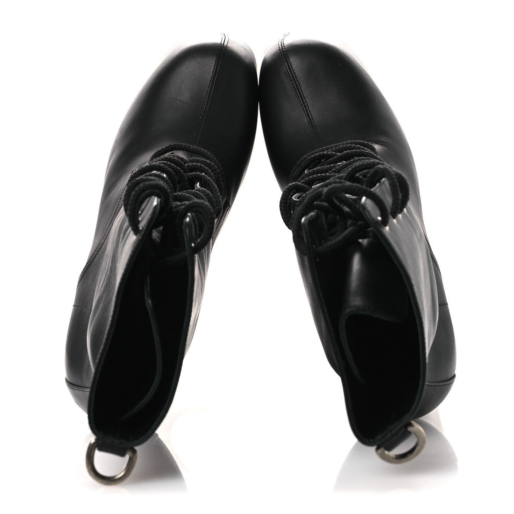 Saint Laurent Calfskin Mina Lace Up Platform Boots 40 Black