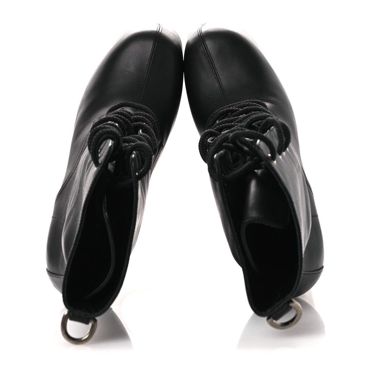Saint Laurent Calfskin Mina Lace Up Platform Boots 40 Black