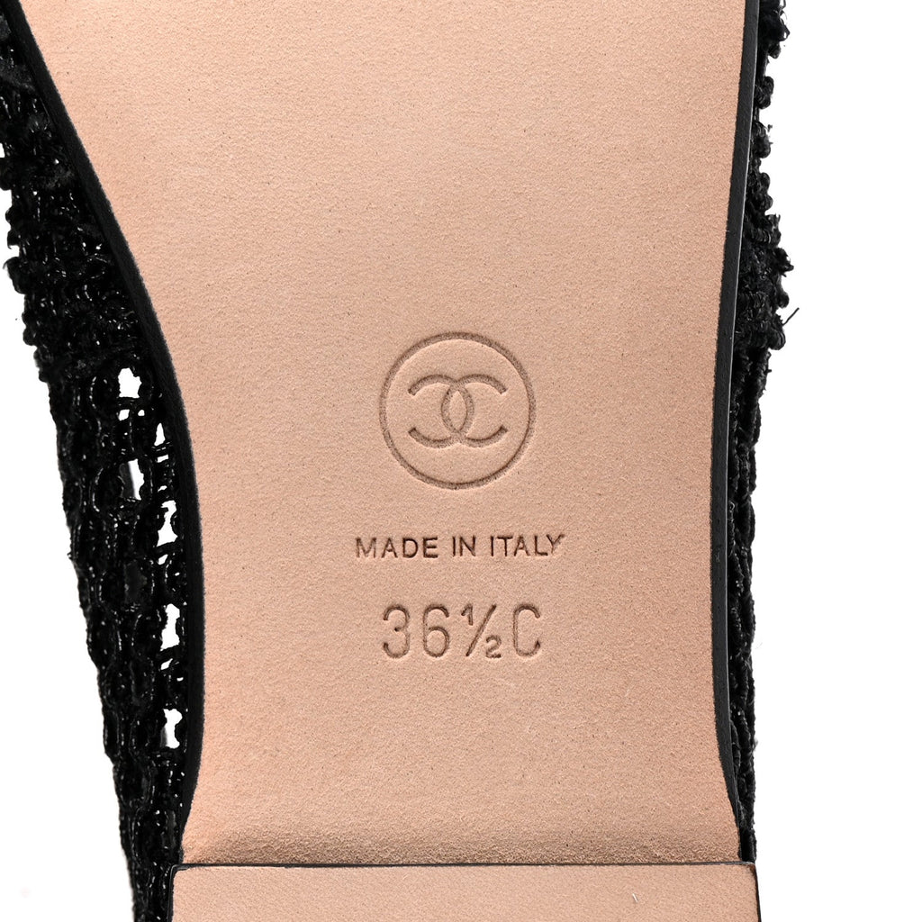 Chanel Knit Grosgrain Cap Toe CC Moccasin Loafers  36.5 Black