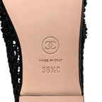 Chanel Knit Grosgrain Cap Toe CC Moccasin Loafers  36.5 Black