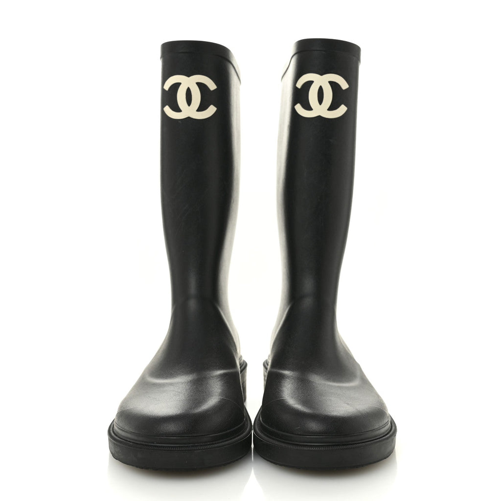 Chanel Caoutchouk CC High Boots 40 Black
