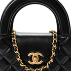 Chanel Shiny Aged Calfskin Quilted Nano Kelly Shopper Black