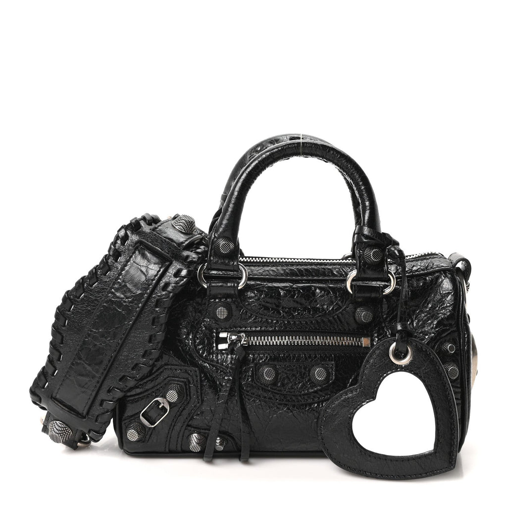 Balenciaga Agneau Arena Mini Le Cagole Duffle Crossbody Bag Black