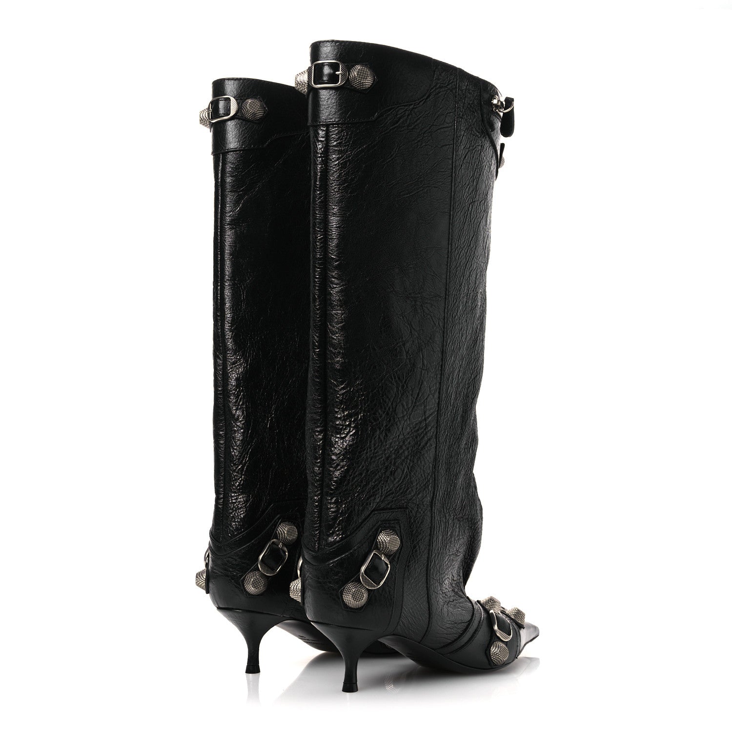 Balenciaga Agneau Arena Spiked Cagole 50mm Wide Boots 36 Black