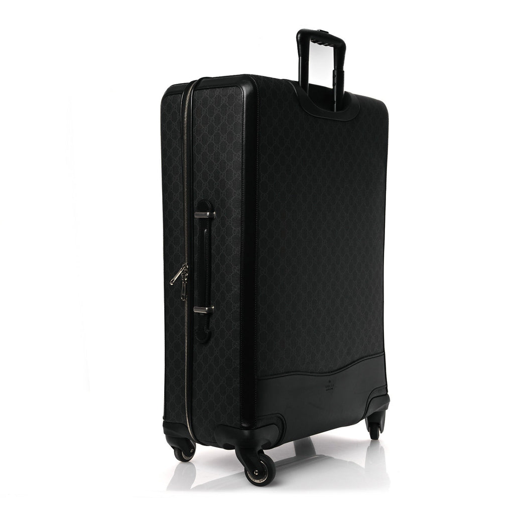 Gucci GG Supreme Monogram Large Four Wheel Suitcase Black Grey