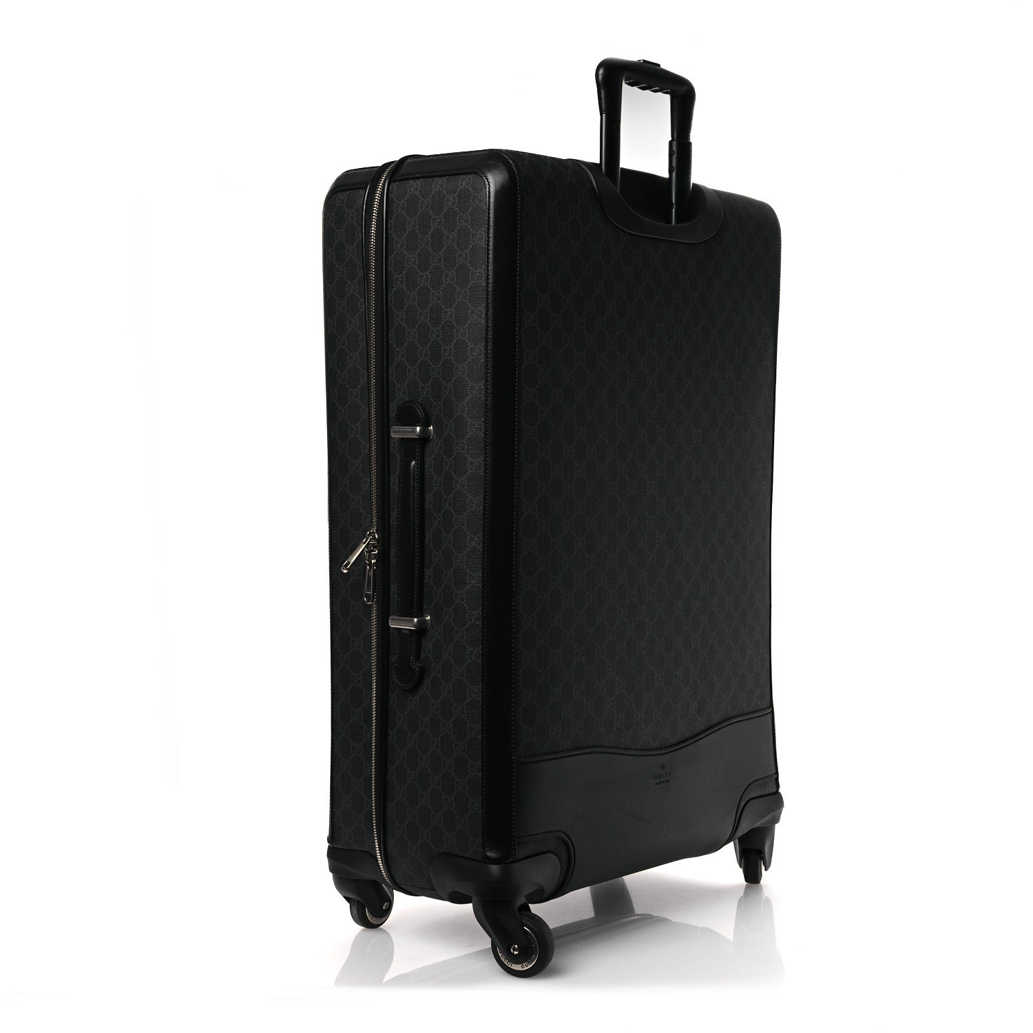 Gucci GG Supreme Monogram Large Four Wheel Suitcase Black Grey